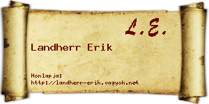 Landherr Erik névjegykártya